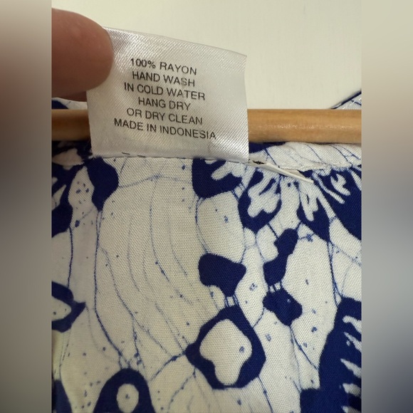 Very Vineyard Sleeveless Button Front Dress Blue White Floral Cottagecore Large - Picture 4 of 8